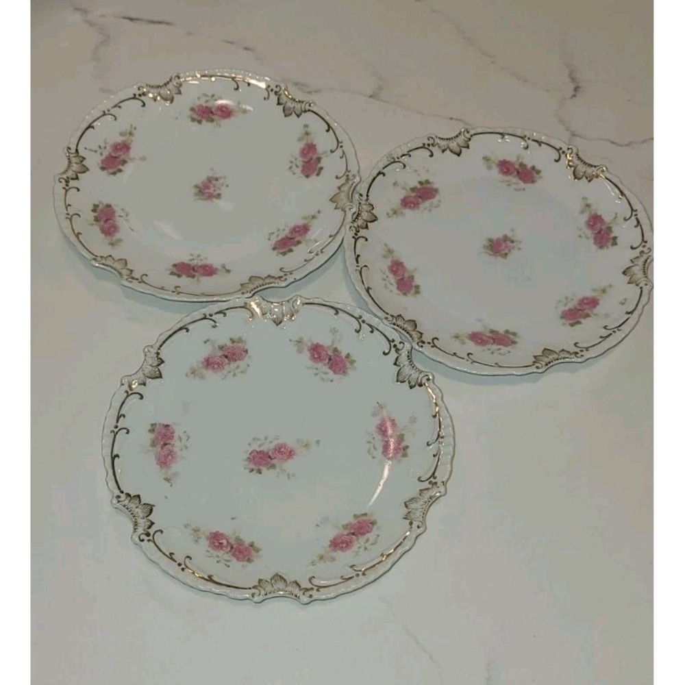 Z. S. & Co Bavaria Floral Marseille Handpainted‎ Dessert/Pie Plate Set Of 3